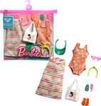 Barbie Storytelling Fashion Pack of Doll Clothes Inspired by Roxy: Striped Dress, Roxy Swimsuit & 7 Beach-Themed Accessories Dolls Including Frozen Treat, Gift for 3 to 8 Year Olds