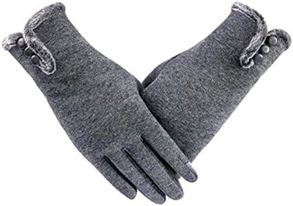 MeiPing Touch screen phone windproof lined thick gloves for women ladies winter warm gloves, Grey 01, One size