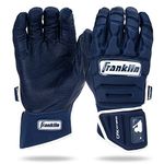 Franklin Sports MLB Batting Gloves - CFX Pro PRT Heavy Duty Protective Baseball + Softball Batting Gloves - Adult Padded Reinforced Leather Batting Gloves - Adult Medium - Navy Hi-Lite