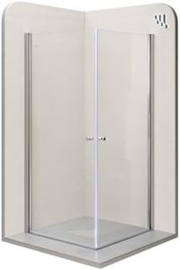 Moments of Glass Gaia DK861 Shower Cubicle with Swing Doors, 70 x 80 cm, Height: 185 cm, Corner Shower Cubicle with Lift-Lowering Mechanism Made of 6 mm Nano ESG Safety Glass