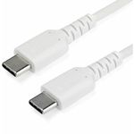 StarTech.com 1m USB C Charging Cable - Durable Fast Charge & Sync USB 3.1 Type C to USB C Laptop Charger Cord - TPE Jacket Aramid Fiber M/M 60W White - Samsung S10 S20 iPad Pro MS Surface (RUSB2AC1MW)