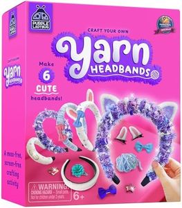 Yarn Headband Making Kit for Girls - DIY Craft Set with 6 Headbands, Colorful Yarns, Ribbons, Hair Clips & Glue, Ideal Birthday & Christmas Gift for Girls Ages 5-12, Fun Arts & Crafts Activity