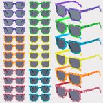 YYBD 24Pack Pixel Sunglasses Miner Eye Glasses UV Protection Glasses Pixelated Party Favor Outfit Accessory Photo Prop (A)