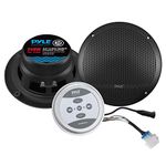 Pyle 240 Watts Bluetooth Marine Grade 6.5" 2-Way Speaker System, Amplified Full Range Stereo Sound, Flush Mount Dual Cone Dome Waterproof Universal Use, With Aux 3.5mm Input pair