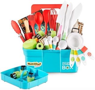 NutriChef Kids Cooking & Baking Set - Complete Cooking Set for Girls & Boys, Includes Little Chef's Apron. Kitchen Supplies, Nylon Knives, Utensils, & Baking Tools, Great Gift for Ages 4 and Up