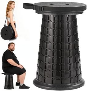 Spisces 2025 Heavy Duty XXL Collapsible Stool | 1000lbs Capacity, 20-in Taller & 13-in Wider Foldable Retractable Telescoping Stool for Adults, Oversized Camping, Fishing, Concert, Event, Stadium