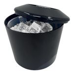 Chabrias Ltd Round Plastic Ice Bucket With Lid Double Walled Insulation for Bar Pub Man Cave Ice Cooler 4 Litres UK Made (Black)