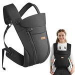 CUBY Baby Carriers from Newborn, Breathable Easy Zipper Essentials Ergonomic Wraps Carrier 3D Air Mesh Adjustable Head Neck Support Summer Baby Carriers Front Backpack Easy Use Up to 3 Years (Black)