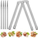 2 Pieces Nut Crackers and 4 Pieces Picks, Stainless Steel Nutcracker Silver Metal Shell Cracker for Seafood Nuts