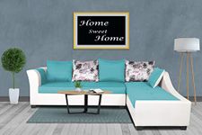 Adorn India Aliana L Shape Leatherette Fabric 6 Seater Sofa (Aqua Blue & White)