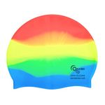 KARBD Silicone Swimming Cap Unisex Soft Waterproof Swimming Pool Head Cap Water Sports Hat for Children Kids Adults Men Women Boys Girls of All Age (Universal Size, Multicolour Rainbow Mix)