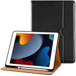 DTTO for iPad 9th/8th/7th Generation 10.2 Inch Case 2021/2020/2019, Premium Leather Business Folio Stand Cover with Apple Pencil Holder - Auto Wake/Sleep and Multiple Viewing Angles, Black