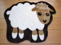 Sheep Non Slip Machine Washable Sheepskin Style Kids Rug. Size 68cm x 88cm