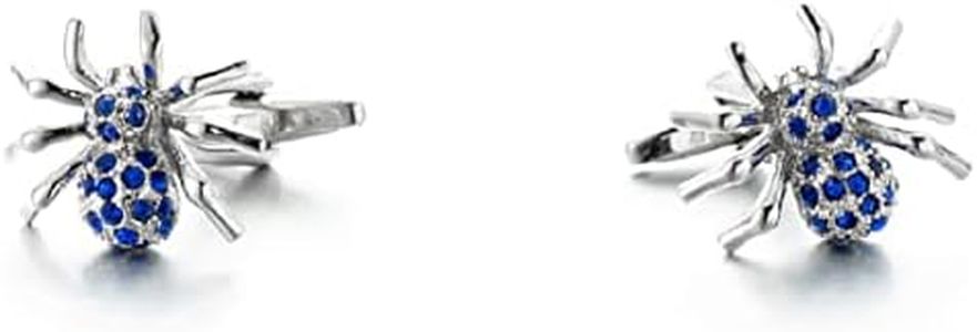 Gemelos de araña para hombres, gemelos de araña de cristal con estrás, gemelos de animales vikingos, gemelos de smoking de la camisa de araña, gemelos punk franceses