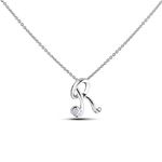 Diamond Letter Necklace Letter R, [Certified Canadian Diamonds] Solitaire Sterling Silver Initial Necklace