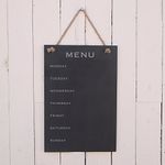 The Slate Range Weekly Meal Planner, Menu Board for Kitchen, Home, Door or Wall, Make a Healthy Meal Plan for a Week with a Hanging Menu Board for You or Your Family, 30 x 20.5 x 0.4 Centimetres