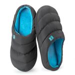 RockDove Men's Campground Memory Foam Down Slipper, Size 13-14 US Men, Dark Grey/Blue