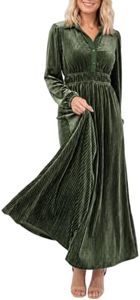 Maxigerui Womens Velvet Dress Fall Wedding Guest Long Sleeve Formal Dress S