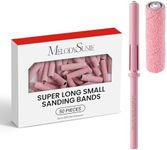 MelodySusie 50 Pcs Nail Drill Bits Super Long Small Sanding Bands with 3.1mm Crystal Mandrel Bit, 120 Medium Grit Nail File for Acrylic Nails Gel Manicures and Pedicure, Pink