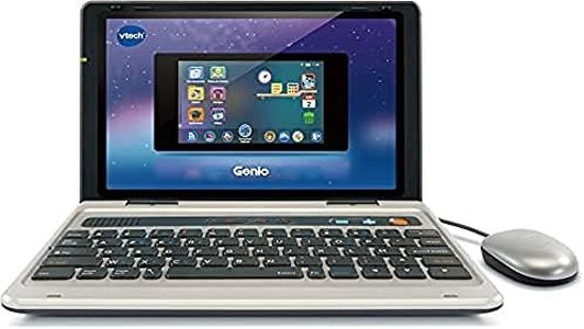 VTech - Genio, Mon Premier Vrai Ordi Gris Métal, Ordinateur Enfant avec Écran Couleur 5 Pouces, Souris, 50 Activités et Jeux Éducatifs, Cadeau Enfant de 5 Ans à 12 Ans - Contenu en Français