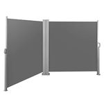 automoris 236" x 63" Retractable Privacy Screen Outdoor for Patio,Double Side Awning Sun Shade Wind Screen Privacy Divider,Retractable Room Divider for Privacy, Garden,Patio and Terrace-Grey