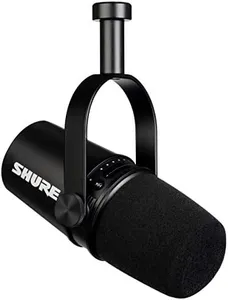 Shure MV7 USB Microphone for Podcasting, Recording, Live Streaming & Gaming, Built-in Headphone Output, All Metal USB/XLR Dynamic Mic, Voice-Isolating Technology, TeamSpeak & Zoom Certified – Black