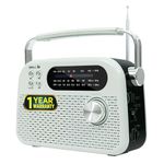 iBELL FM730BT Portable FM Radio with Bluetooth Speaker,Head Phone Jack, USB, SD Slot, MP3 Player & Dynamic Speaker, 3 Band, Rechargeable with C-Type Charging Port (White)