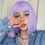 Quick Wig Short Bob Wig with Bangs Purple Wigs Short Straight Wig Colored Wigs Heat Resistant Synthetic Lavender Purple Wig Party Cosplay Wigs for Women