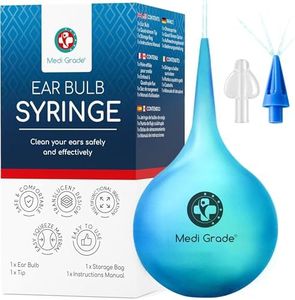 Medi Grade Ear Bulb Syringe Ear Wax Removal Kit, 75 ml - Translucent Bulb Ear Syringe Kit for Removing Ear Wax and Improving Hearing with Ear Cleaner Quad-stream Tip - Ear Wax Remover Ear Cleaning Kit