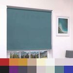 Caecus Thermal Blackout Made To Measure Roller Blind - Easy Fit Home Office - Up To 120cm Width x 160cm Drop - Teal