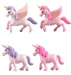 PINDIA Miniature Unicorn Horse Figurines Animal Figure Figurine Fairy Garden Decorations 4 PCS