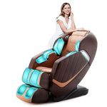 HealthRelife Full Body Massage Chair - Zero Gravity Smart Massage Chair - 3D Robotic Hands with SL Rail - Bluetooth Relaxation Chair - Brown