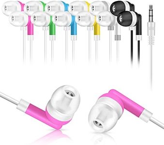 YFSFQS Kids Bulk Earbuds Headphones 50 Pack Multi Colored, Individually Bagged, Wholesale Disposable Wired Earphones Perfect for School Classroom Libraries Students (6 Color)