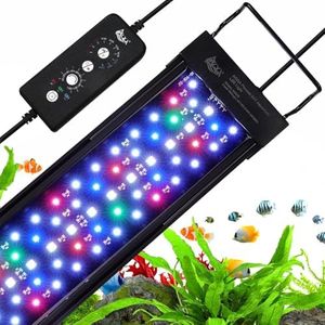 AQQA LED Aquarium Light,36W Full Spectrum 24/7 Mode Fish Tank LED Light,Adjustable Timer Brightness Aquarium Lighting,Memory Function Aquarium Plant Light with Extendable Bracket,for 100-120cm