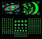 Wall1ders Green Color Fluorescent Night Glow in The Dark Star Vinyl Wall Sticker, Stars for Ceiling, Radium Stickers for Bedroom (Pack of 165 Stars Big and Small), Self-Adhesive