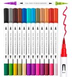 SUPER TOY 24 Color Shades Dual Tip Acrylic Brush Marker Pen Set for Kids Adult Coloring Drawing Planner Art Craft Supplies (12 Pen = 24 Shades) Creative Gift Ideas