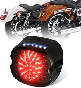 Motorcycle Tail Lights,LED Brake Turn Signal Rear Light Low Profile Smoked Tail Light for Harley Davidson Dyna Sportster 883 1200 Road King Electra Glide Street FLST Super Glides Street Bob