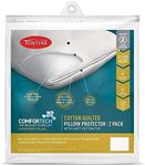 Tontine Comfortech Cotton Quilted Pillow Protector, White, Pack of 2