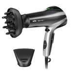 BaByliss Satin Hair 7 Hair Dryer, 2200W, IONTEC Anti-Frizz Technology, 3 Temperature/2 Speed, Grey, Corded Electric, Lightweight, Includes Diffuser and Concentrator