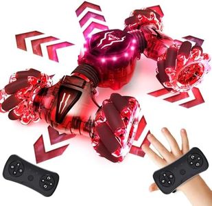 Tecnock Remote Control Car for Boys Girls, 2.4GHz 4WD Gesture Sensing RC Stunt Car Toys - 360° Rotating Double Sided Hand Controlled RC Cars with LED Lights, Gifts for Kids Ages 6-8, 8-12