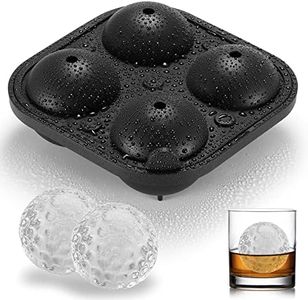 ACOOKEE Golf Gifts Ball Ice Maker Mold, 2.5" Large Sphere Round Ice Cube Mold for Cocktails, Whiskey, Bourbon Chilling, 4 Cavity Fun Shapes Silicone Big Circle Ice Cube Trays with Funnel (Black)