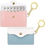 Birth Control Pill Packet, 2 Pack Birth Control Pill Case PU Leather Wallet Pill Holder 4.33 x 3 Inch Birth Control Pill Sleeve Pouch with Key Ring for Pill Card Organizer (Pink, Blue)