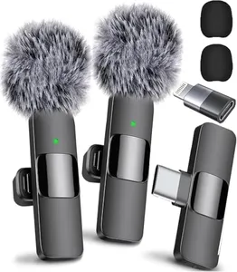 Mini Mic Pro (Newest Model), Wireless Microphone for iPhone, iPad, Android, Lavalier Microphone for Video Recording - 2 Pack iPhone Mic Crystal Clear Recording with USB-C for Podcast Microphone, ASMR