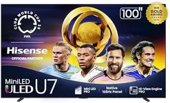 Hisense 100" Class U7 Mini-LED ULED 4K UHD Google Smart TV (100U75QG, 2025 Model) - QLED, Native 165Hz, VRR 288, Up to 3000 Nits, HDR10+, Dolby Vision IQ · Atmos, IMAX Enhanced, 2.1.2 Ch Surround