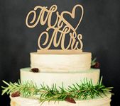 Mr and Mrs Cake Toppers, KOOTIPS Wooden Wedding Cake Topper Party Cake Decoration (Mr and mrs Cake Topper C)