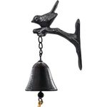 MrMrKura Vintage Cast Iron Dinner Bell with Cute Bird, Hanging Bells Ornament to Wall Mounted Surface with Rope for Outside and Inside Rustic Farmhouse Bell for Home, Church, School and Tavern Decor