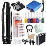 HAWINK Rotary Tattoo Maschine Kit Professional Tattoo Pen RCA Connected Aircraft Aluminum Alloy Carved Black EK133-1