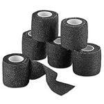 Self-Adherent Cohesive Bandage - Black Medical Wrap - 6 Rolls 2" Wide x 5 Yards Sports Tape for Medical Use, Sports, First Aid and Helps Protect Skin