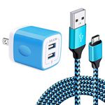 Micro USB Wall Charger Box, USB Brick S7/S6 Edge Fast Charger, Charger Adapter Plug for Galaxy J7/J8/J6 Cord with Charger Cube Dual Port & 6 Ft Micro USB Cable Android Phone, HTC, LG Stylo