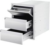 GarveeLife Outdoor Kitchen Drawers with Paper Towel Holder, 16" W x 21" H x 23" D Stainless Steel BBQ Drawers for BBQ Island or Grill Station, Silver